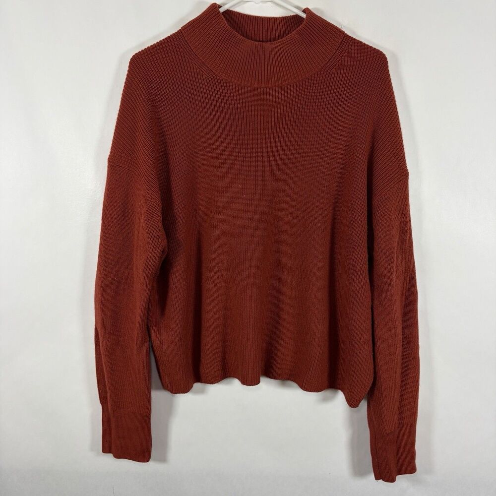Lululemon Merino Wool-Blend Ribbed Turtleneck Sweater Womens Size 10 Cayenne Red